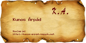 Kunos Árpád névjegykártya