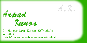 arpad kunos business card